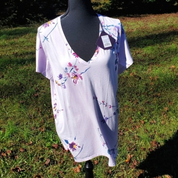 NWT AVA & VIV Purple V neck T-shirt - Picture 10 of 10